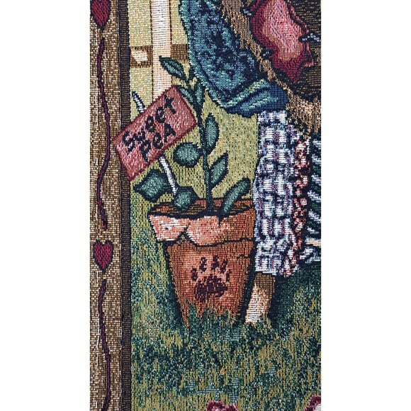 Vintage Boyds Bears & Friends Woven Tapestry Throw Blanket Garden Tea Party MWW - Picture 5 of 10